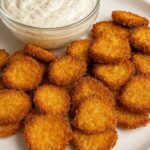 Crispy Air Fryer Fried Pickles served with ranch dipping sauce