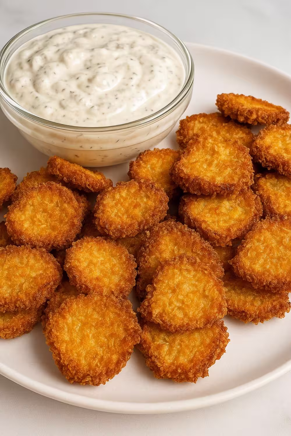 Crispy Air Fryer Fried Pickles served with ranch dipping sauce